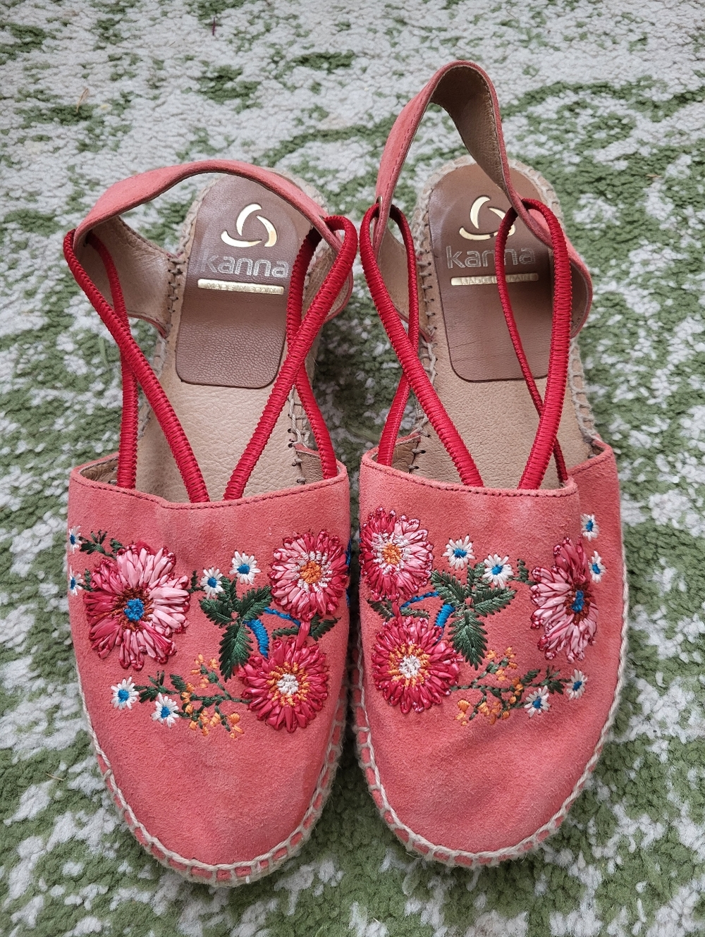 Coral Embroidered Espadrille Slingback KANNA